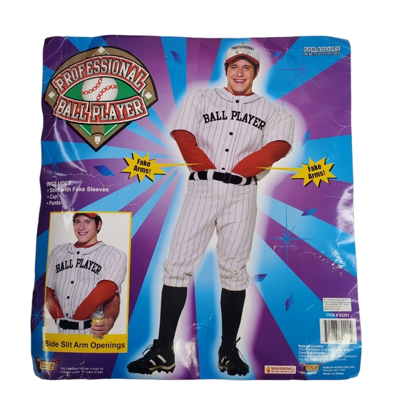 Forum Professional Ball Player Men's Costume Halloween Up To A Chest Size 42 - Picture 2 of 15